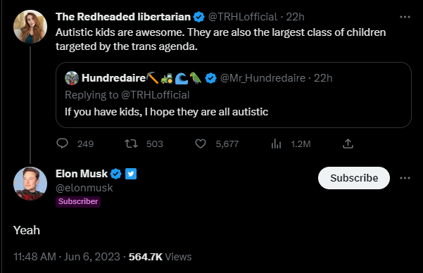 Elon Musk autistic trans kids