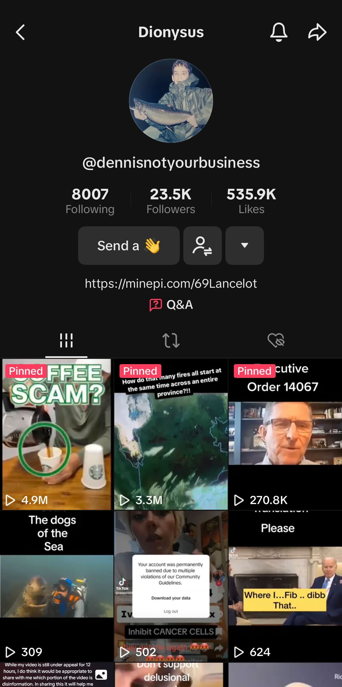 Dionysus TikTok feed