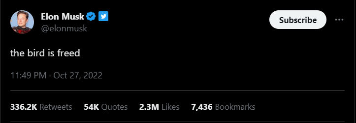 Musk bird is freed tweet