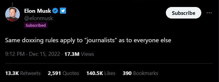 Musk accuses journalists of doxxing him