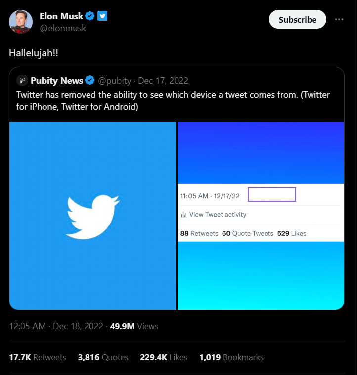 Twitter removes the feature that showed from which type of device a tweet was sent