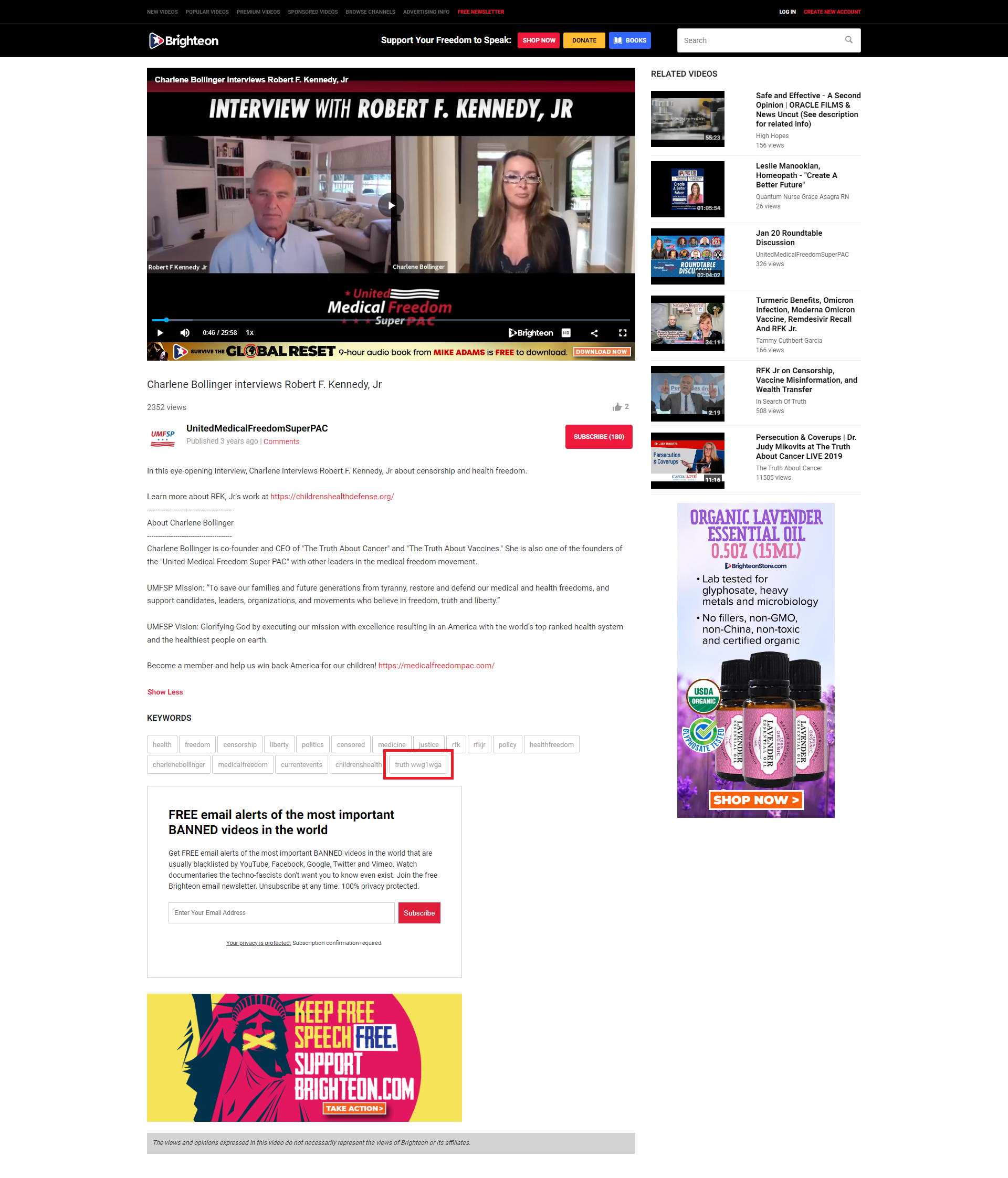 Robert F. Kennedy Jr. interview with WWG1WGA hashtag