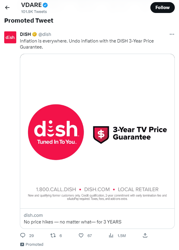 VDare Twitter ad: Dish Network