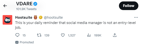 VDare Twitter ad: Hootsuite