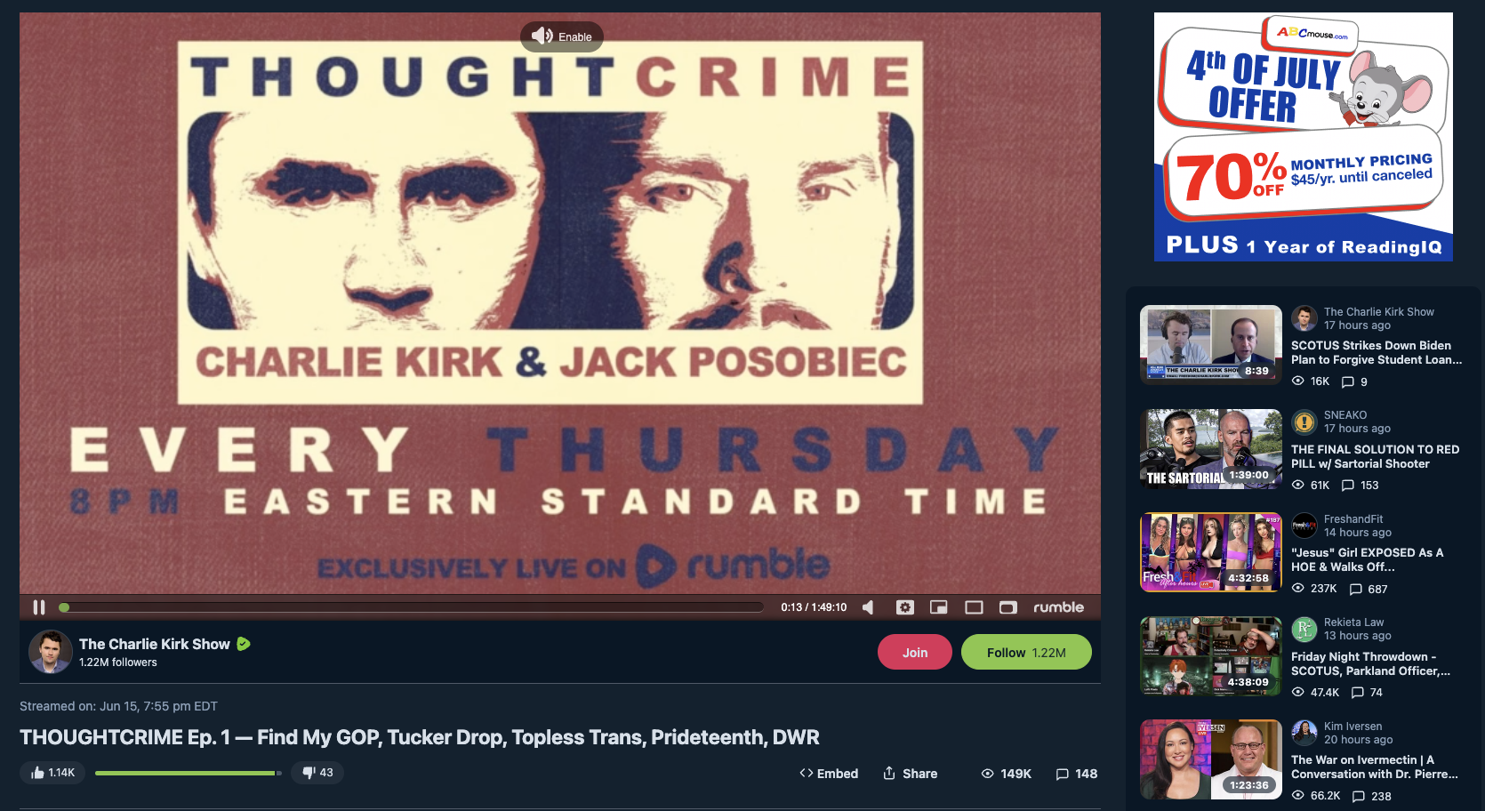 ABC Mouse ad on anti-LGBTQ kirk Rumble video