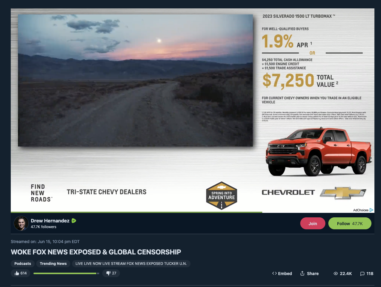 Chevrolet ad on Hernandez anti-LGBTQ video