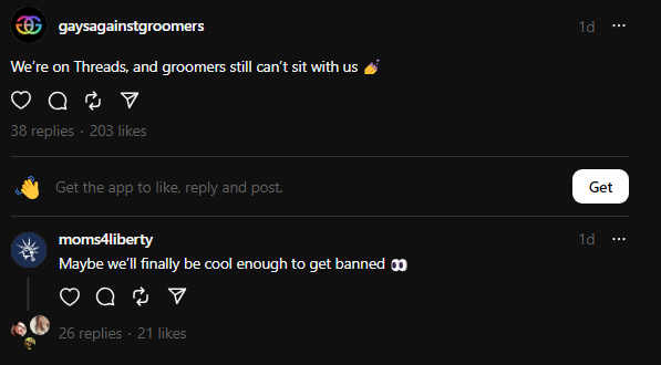 Gays Against Groomers Threads post 1