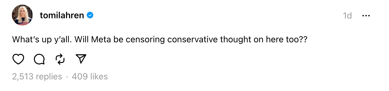A screenshot of a Threads post