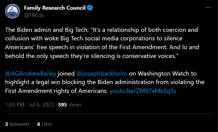Family Research Council injunction tweet