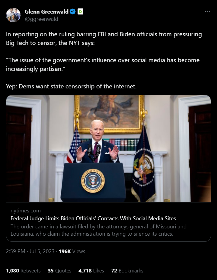 Glenn Greenwald injunction tweet