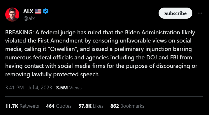 ALX injunction tweet