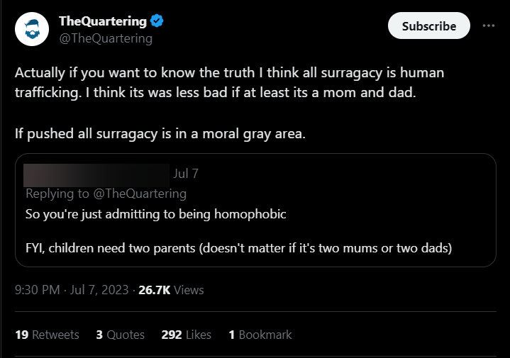 TheQuartering surrogacy tweet