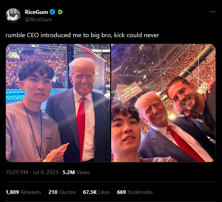RiceGum tweet with Trump
