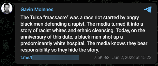 McInnes Telegram Tulsa Race Massacre