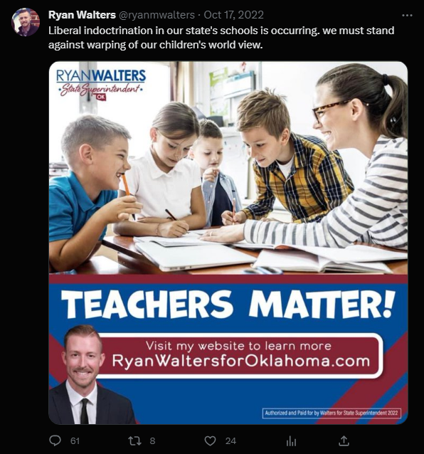 Ryan Walters indoctrination tweet 3