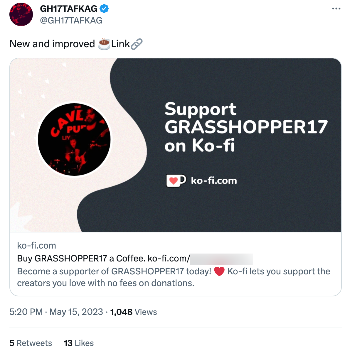 Grasshopper17 Ko-fi promotion