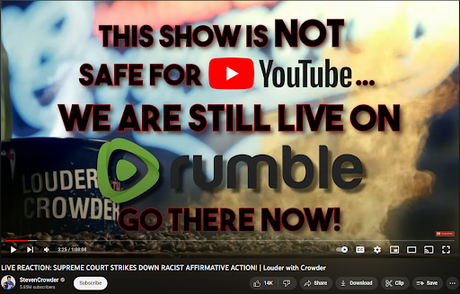 Steven Crowder "video not safe for YouTube" graphic