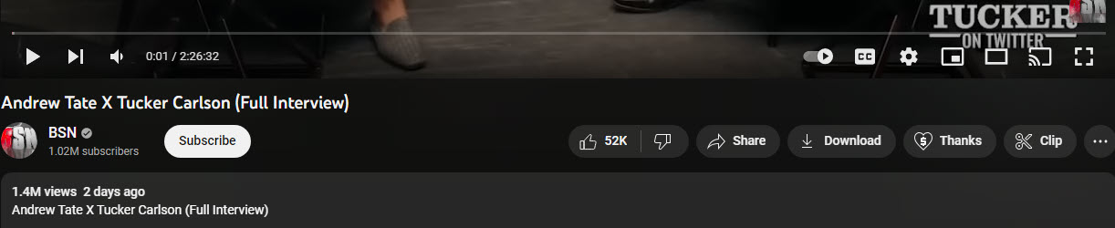 Andrew Tate stream 1.4 million views