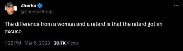 Jon Zherka Misogyny tweet 