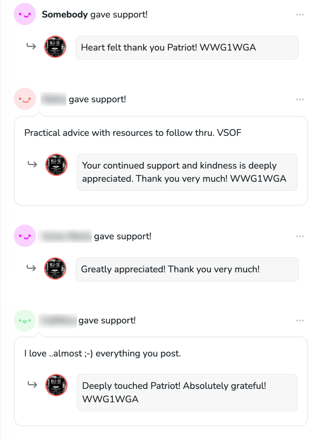 Majestic 12 HUB Ko-fi donor comment2