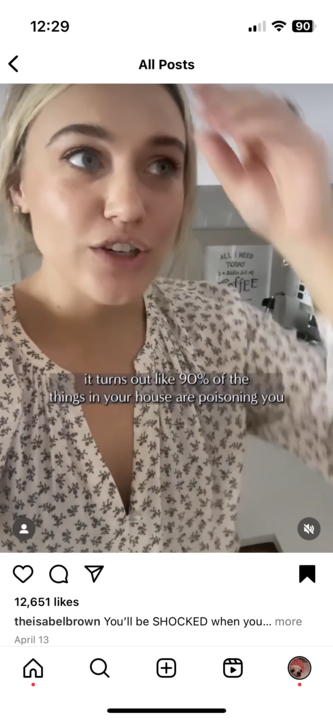 Instagram post from Isabel Brown promoting Naturally, it's clean, showing that the ad disclaimer is placed after the "more" button