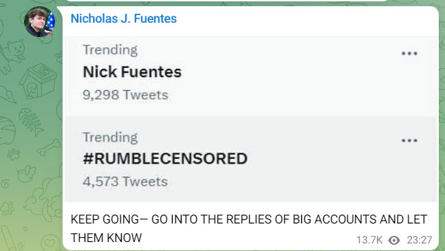  A screenshot of a Telegram post from Fuentes 