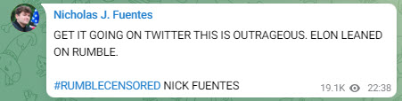 A screenshot of a Telegram post from Fuentes