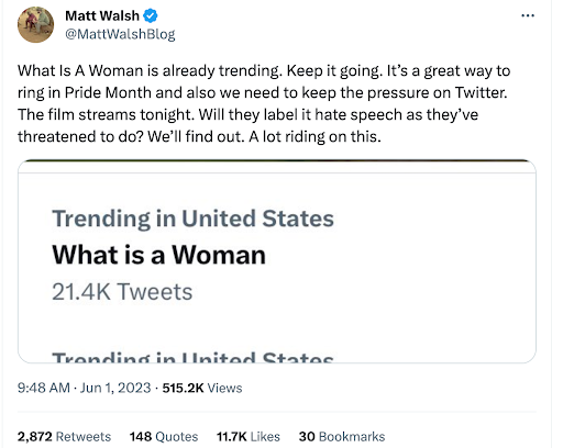 Matt Walsh promotes anti-trans "What is a Woman" film