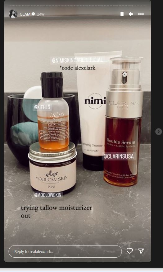 Screenshot shows Clark promoting Nimi Skincare on instagram without a proper disclosure