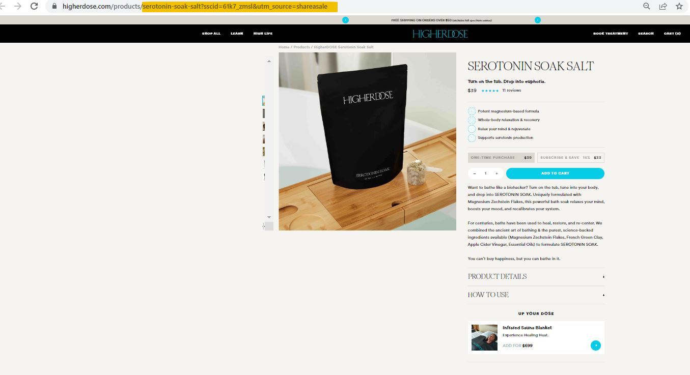 Affiliate code for Higher Dose bath soak, affiliated with Alex Clark