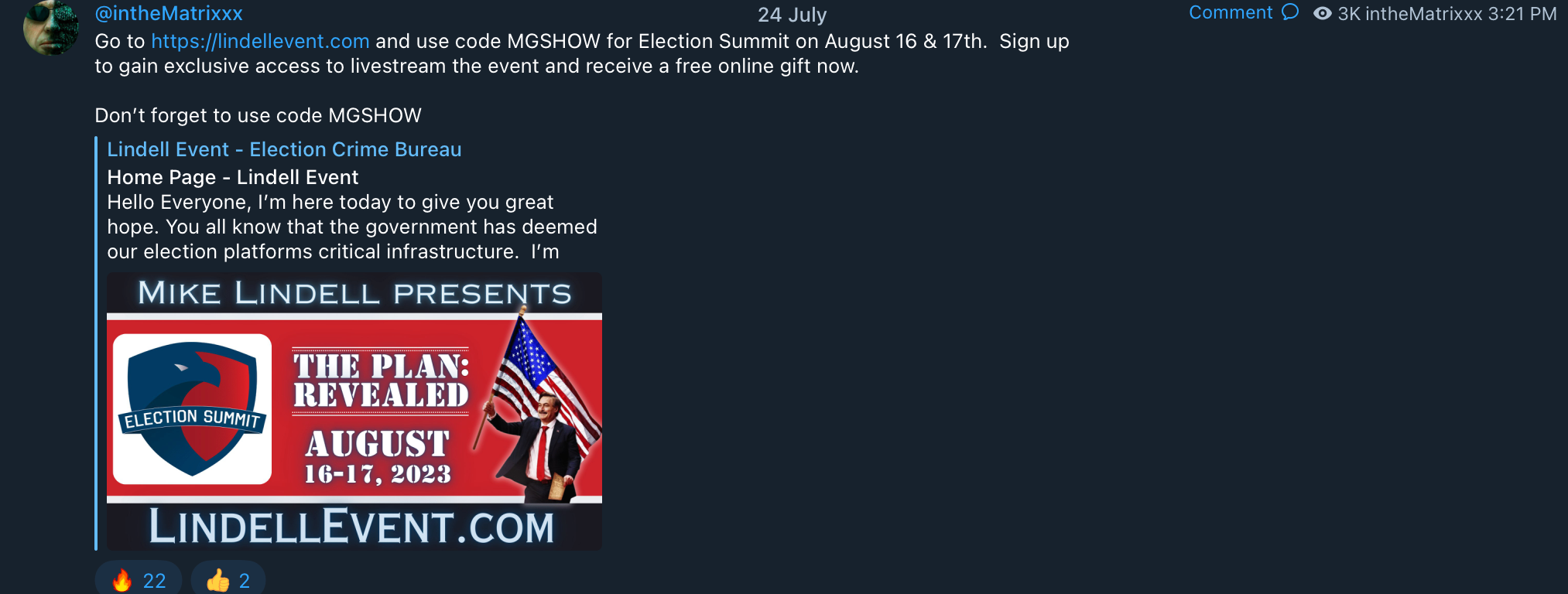 MG Show Lindell event