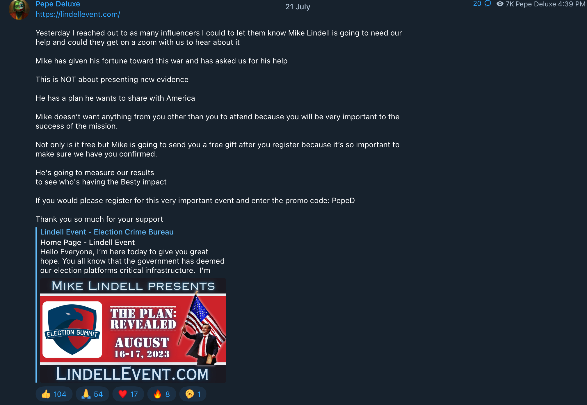 Pepe Deluxe Lindell event