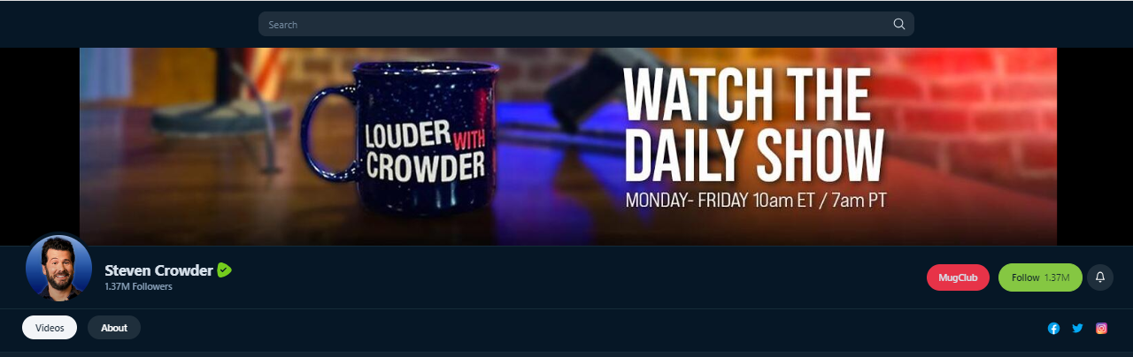 Crowder Rumble followers 20230728