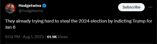 Hodgetwins claims that Trump indictment is 2024 election interference