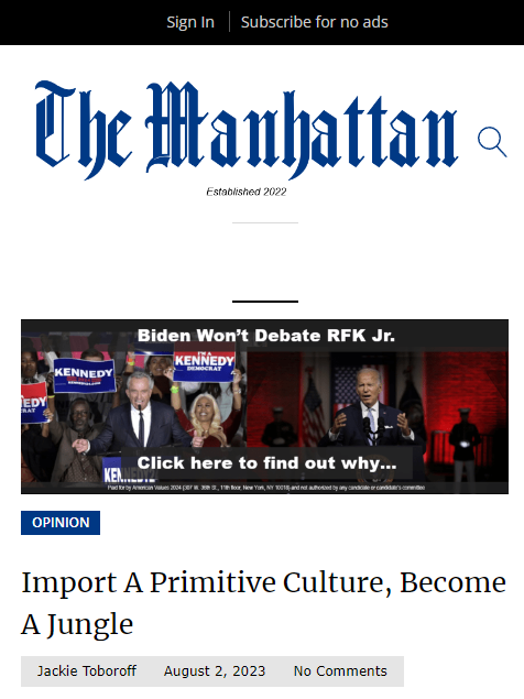 RFK Jr. super PAC ad on racist article