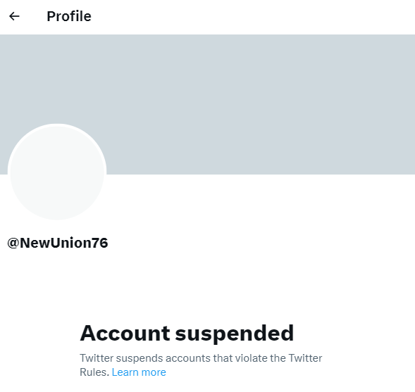 NewAmericanUnion account suspended