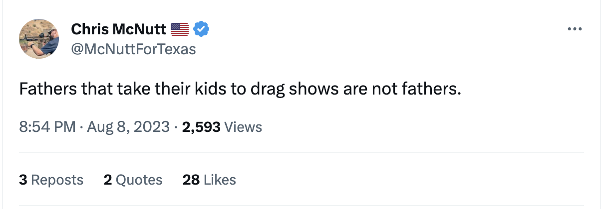 Fathers that take their kids to drag shows are not fathers.