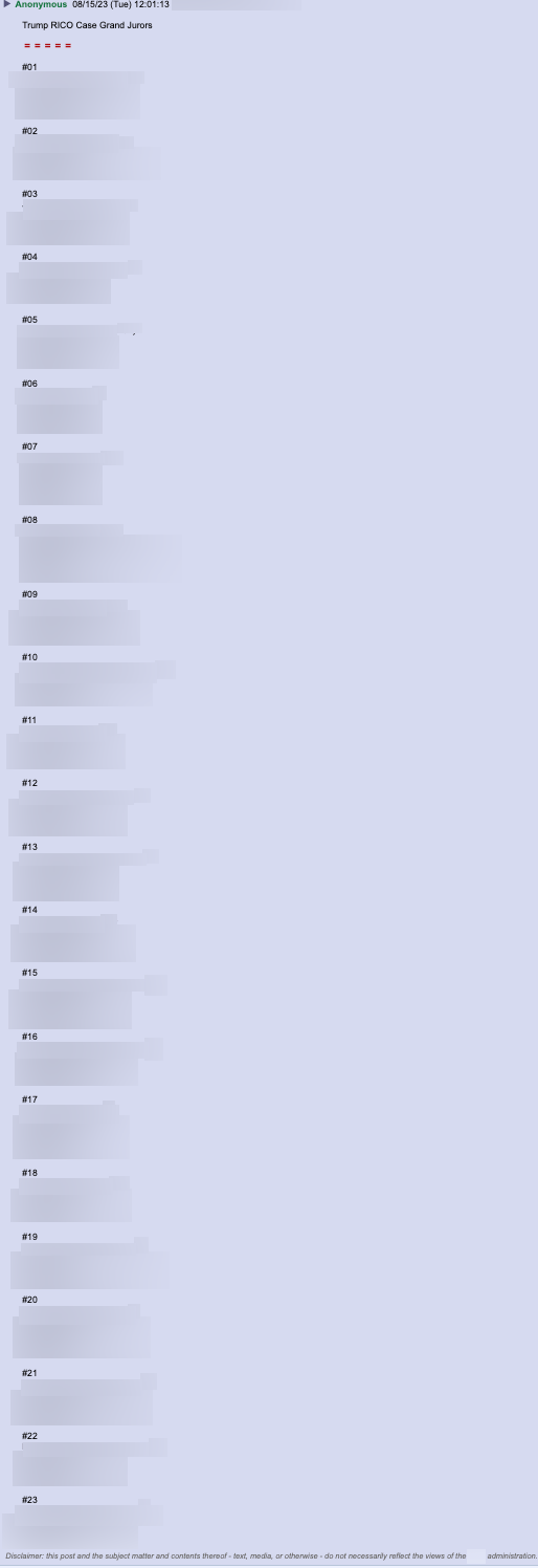 Trump grand jurors doxxing addresses