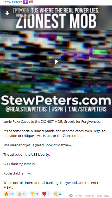Stew Peters antisemitic critique