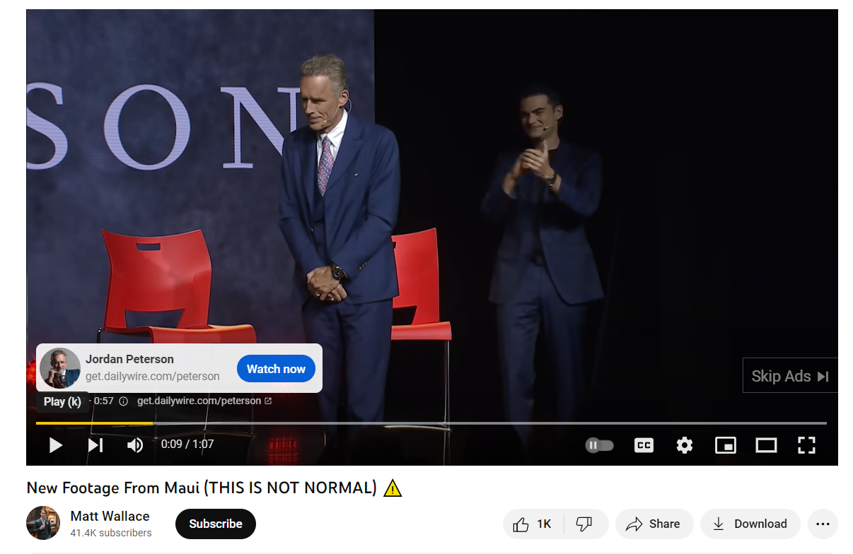 image of ad for Jordan Peter on a Matt Wallace video 