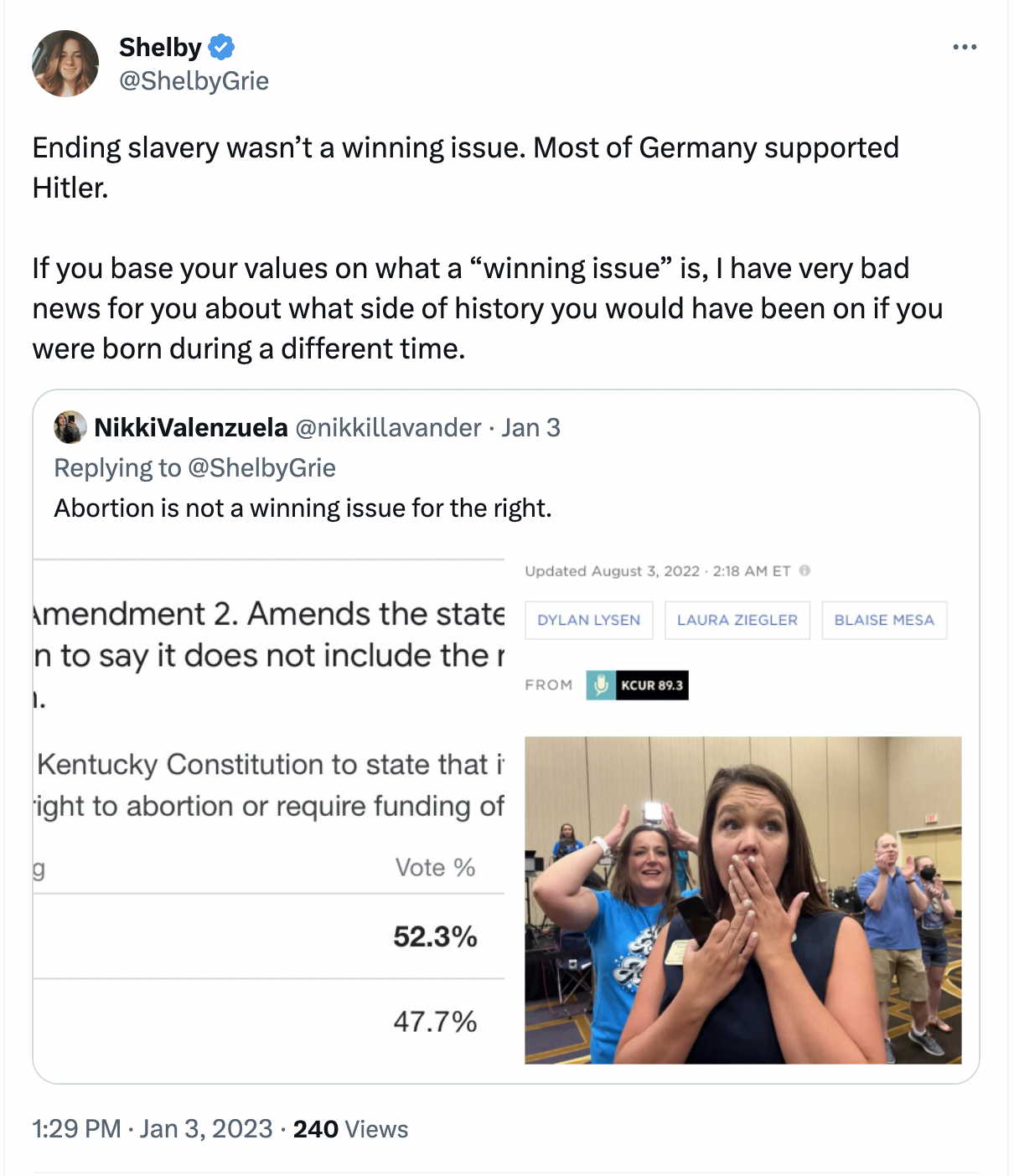 Ending slavery wasn’t a winning issue. Most of Germany supported Hitler.   If you base your values on what a “winning issue” is, I have very bad news for you about what side of history you would have been on if you were born during a different time.