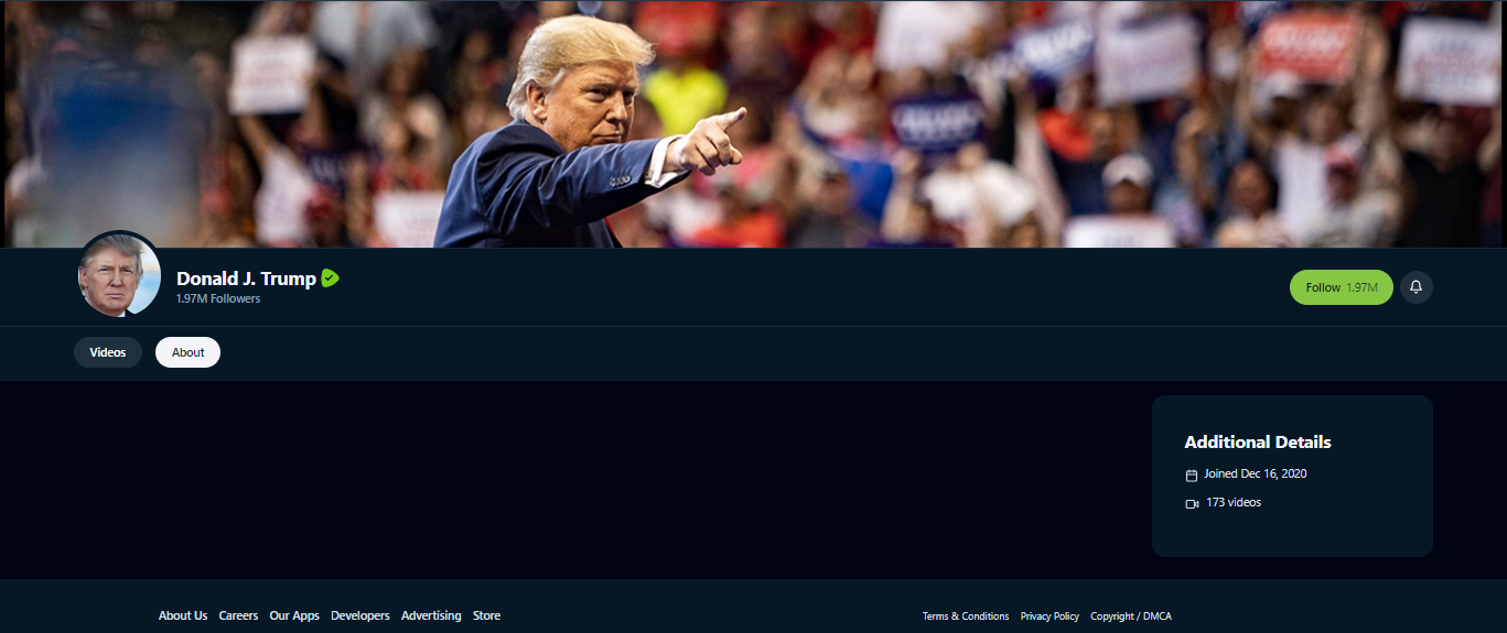 Trump Rumble about page 20230821