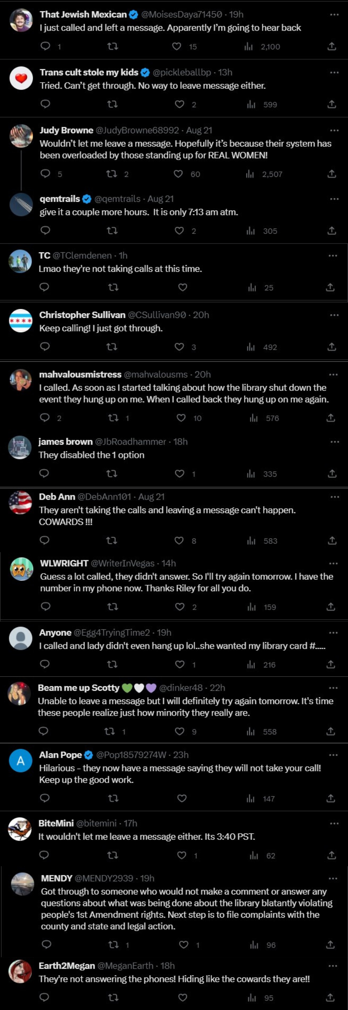 screenshots of tweets