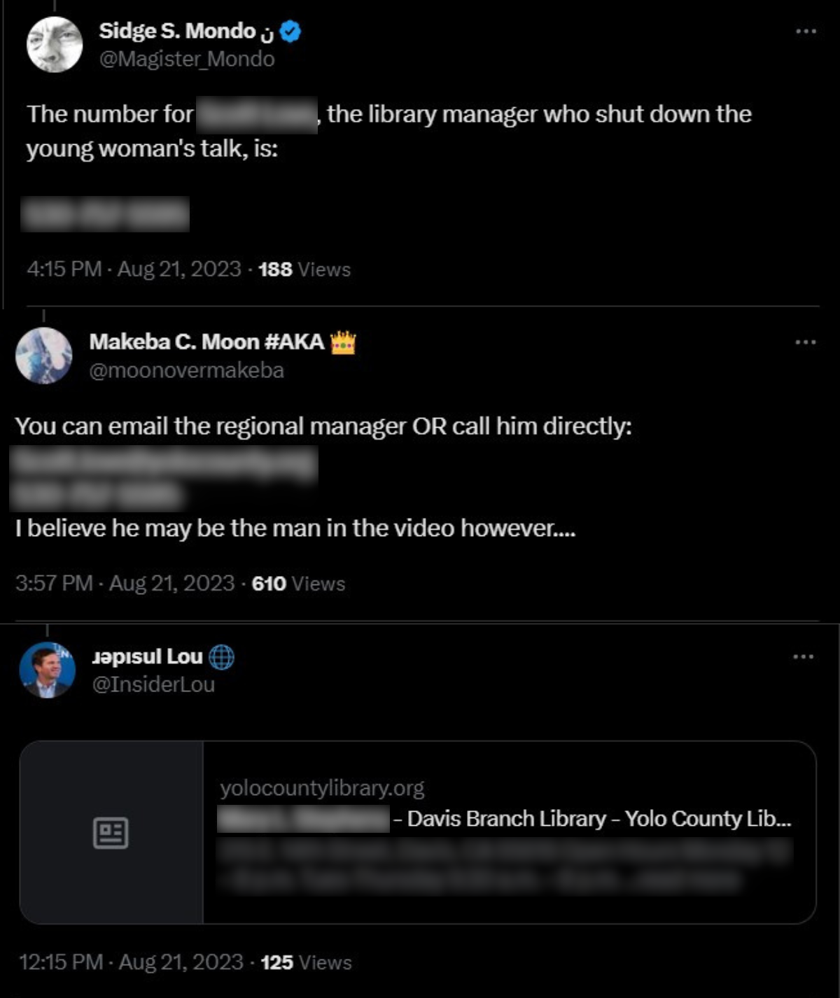 screenshot of tweets