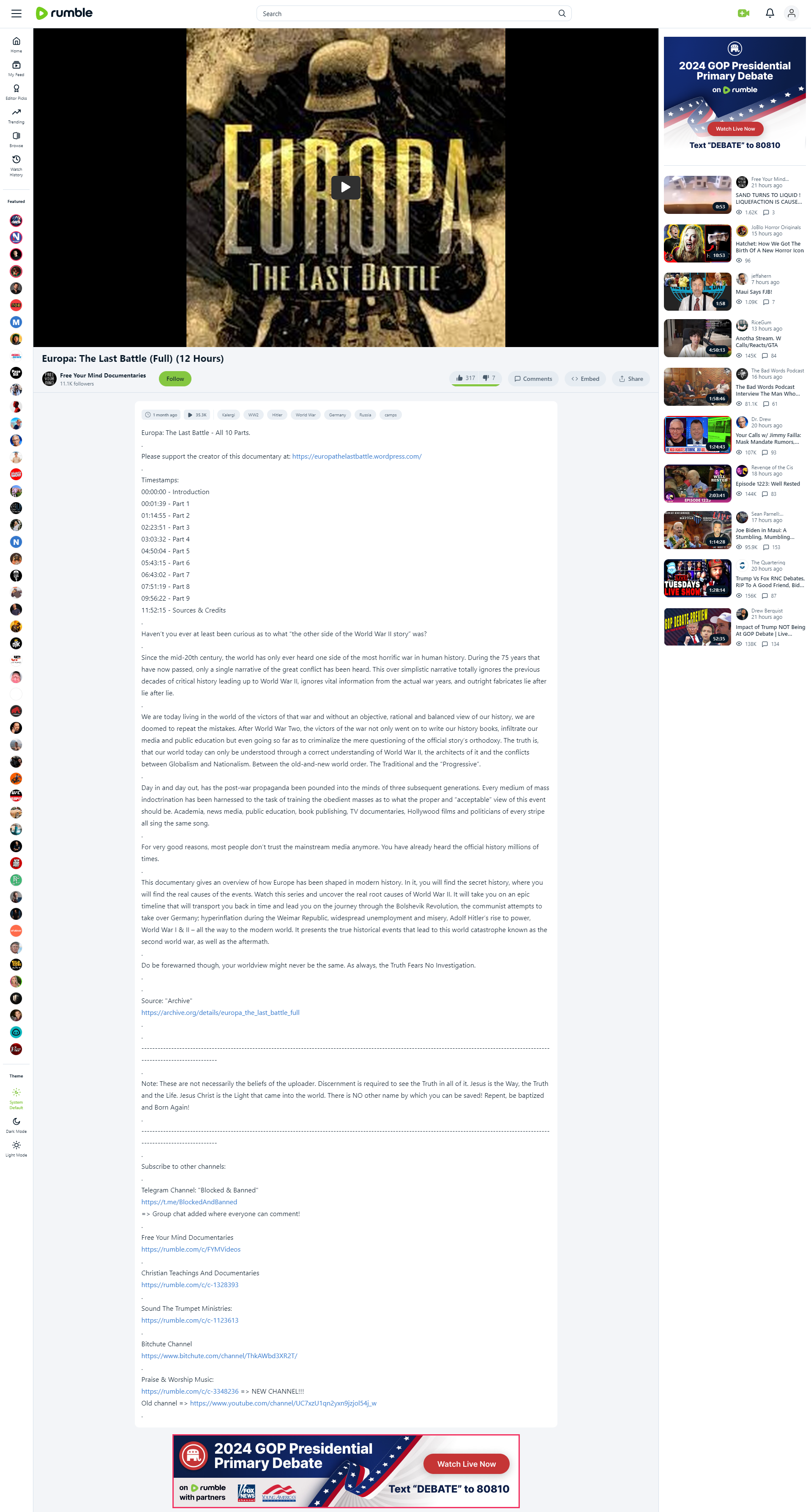 Rumble: Europa the Last Battle ad for debate