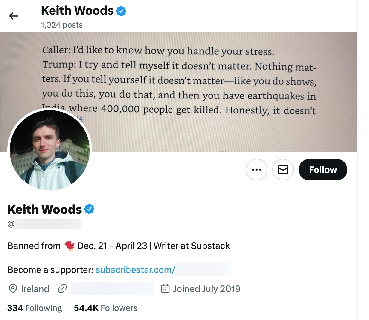 image of twitter account