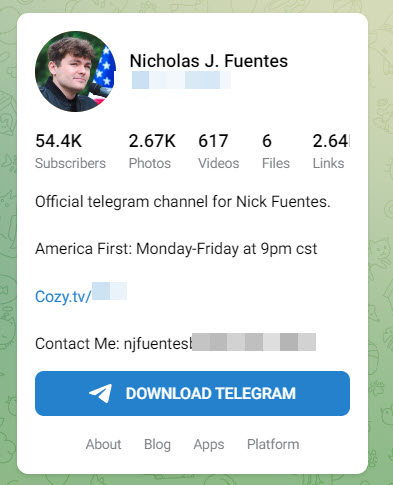Screenshot of Fuentes telegram 