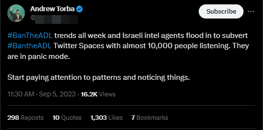 A screenshot of a tweet from Torba