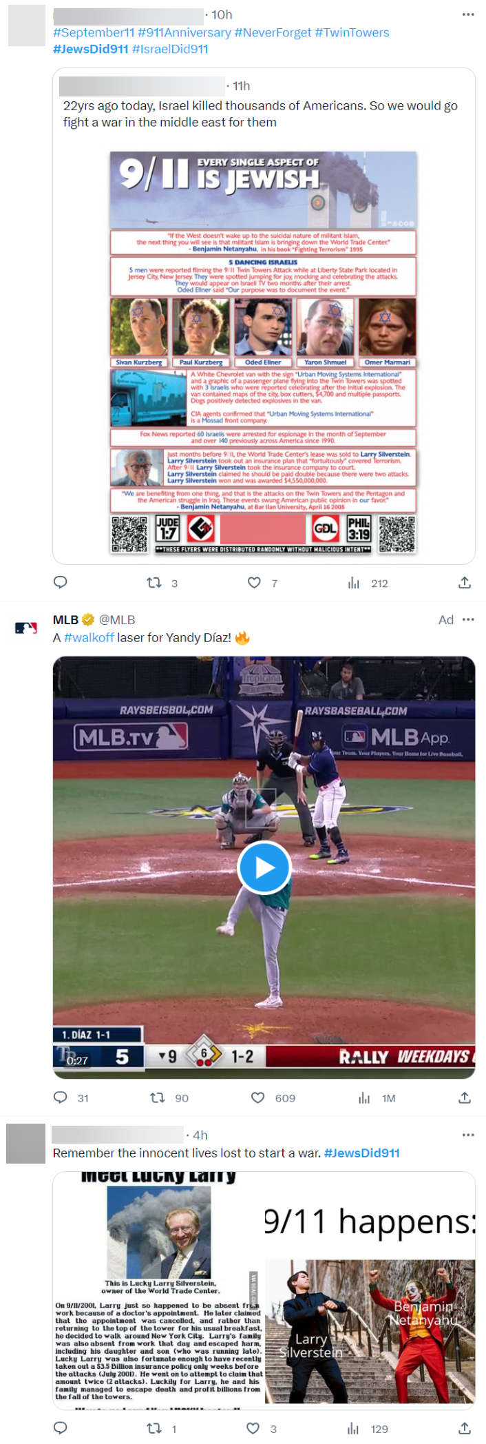 9/11 antisemitism: MLB