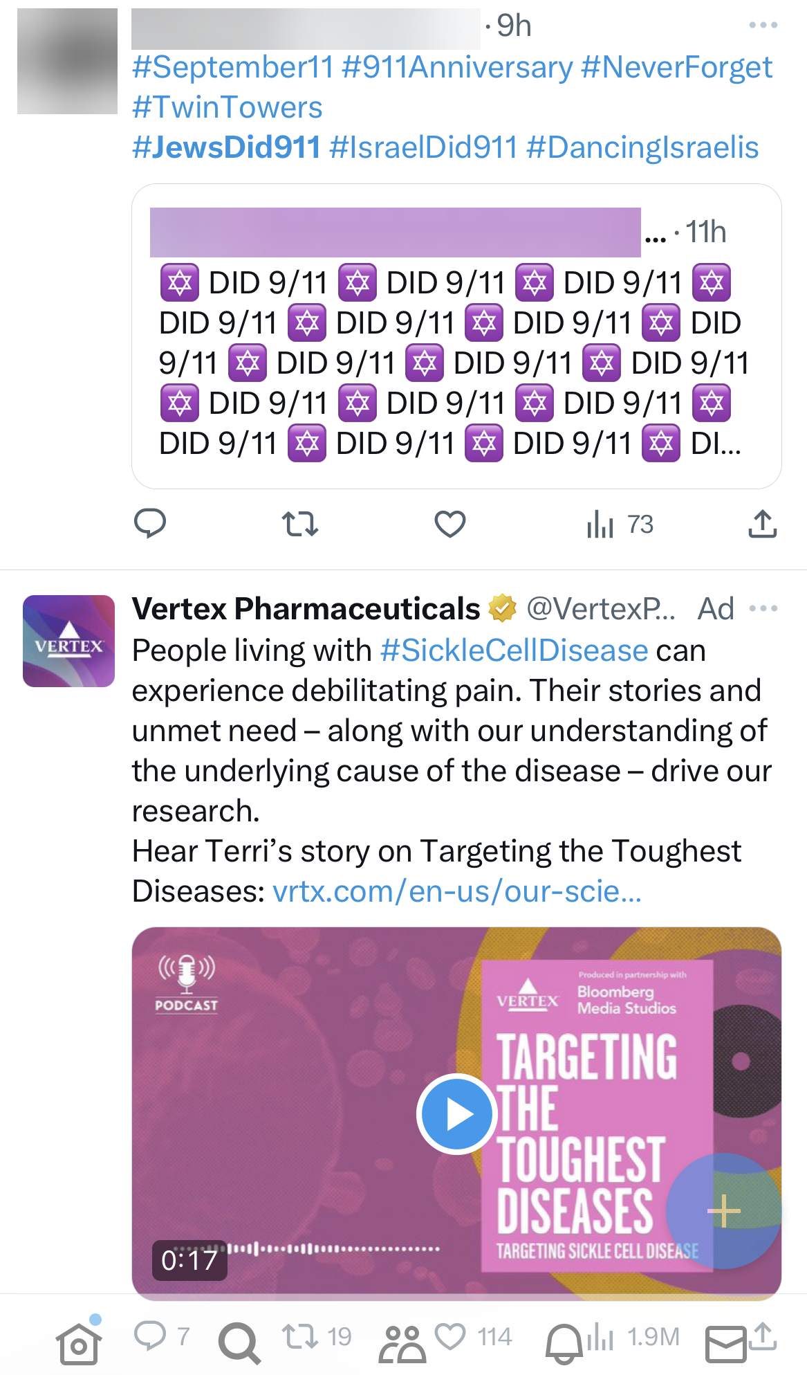 9/11 antisemitism: Vertex Pharmaceuticals